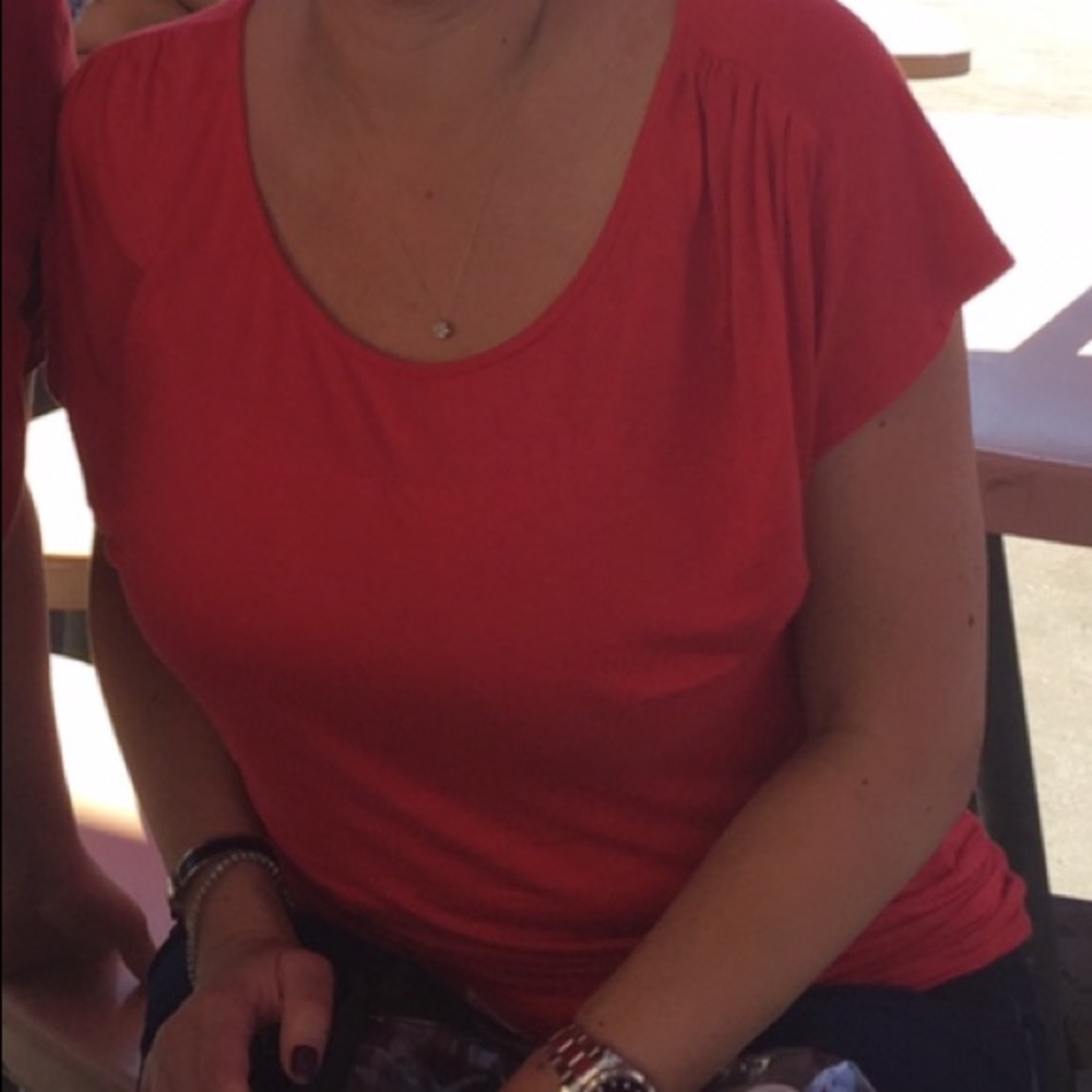 Red t-shirt by Velvet with rouching detail